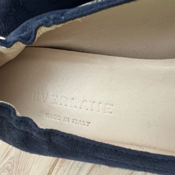 Everlane Navy Blue Suede Block Heel Pumps Made in Italy Size 7 - Picture 4 of 5
